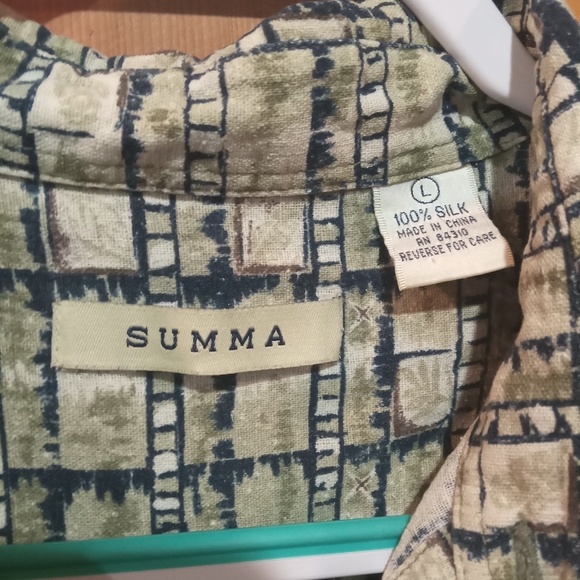 Summa 100% silk short sleeve button up shirt size L - Picture 4 of 4